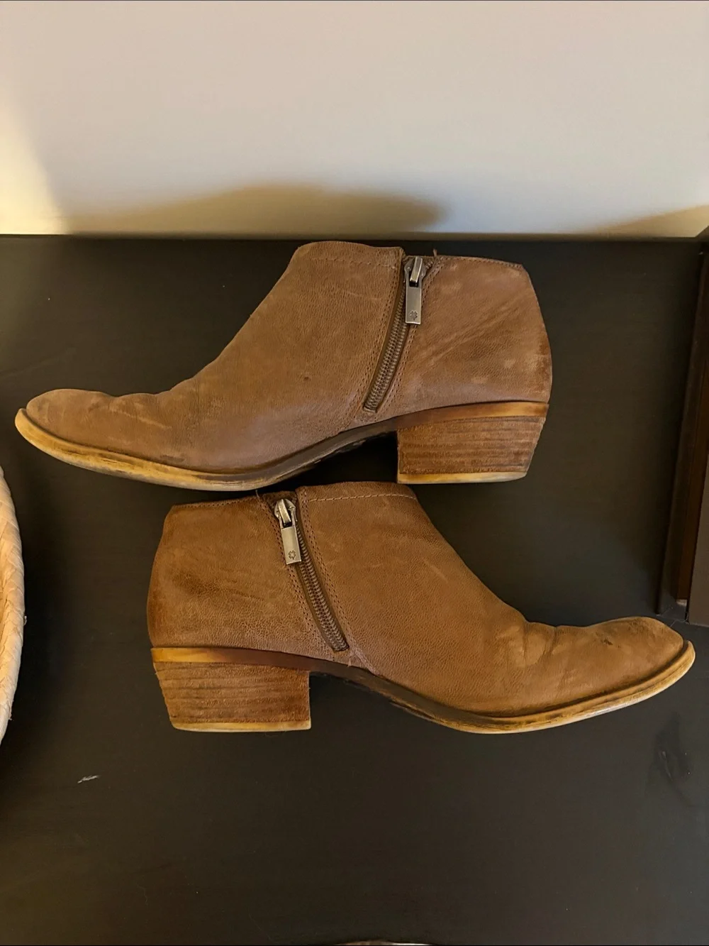 Lucky Brand Brown Leather Side-Zip Ankle Boots